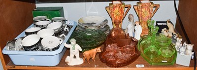 Lot 240 - Collectables including Royal Doulton figures, Lladro, Beswick, coloured glass and a quantity...