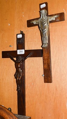 Lot 264 - Two crucifix, one with initials G.D, tallest 37cm high, smaller 35cm