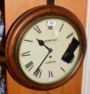 Lot 265 - An oak cased wall clock, Mumford, Fenchurch Street, London, with single fusee movement and...