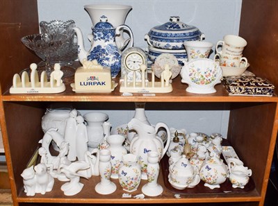 Lot 276 - A quantity of Aynsley cottage garden, Royal Doulton image figures, Kaiser, cut glass, etc (two...