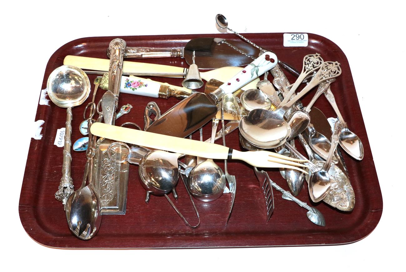 Lot 290 - Assorted silver and silver plate flatware and spoons of various dates and makers