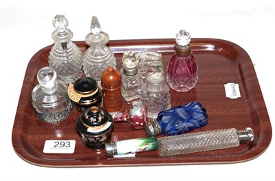 Lot 293 - A collection of silver mounted and glass scent bottles