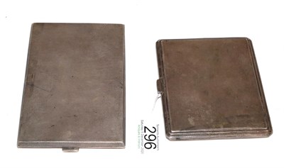 Lot 296 - Two silver cigarette-cases, each oblong and with engine-turned decoration, 13cm wide and...