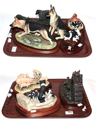 Lot 305 - Border Fine Arts animal figure group including 'Feeding Time' (Farmer feeding Queenie and piglets)