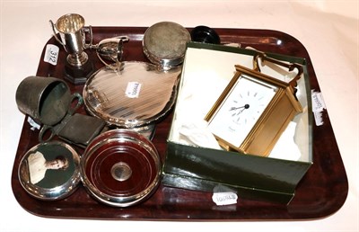 Lot 312 - A collection of assorted silver, including a hand-mirror, two small trophy-cups, a pin-cushion,...