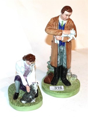 Lot 316 - Two Royal Doulton figures, Town Vet and Country Vet, 14cm and 24cm high (2)