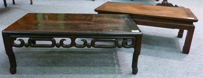 Lot 1454 - A 20th Century Chinese Hardwood Waisted Opium Table, the rectangular top above a tendril...