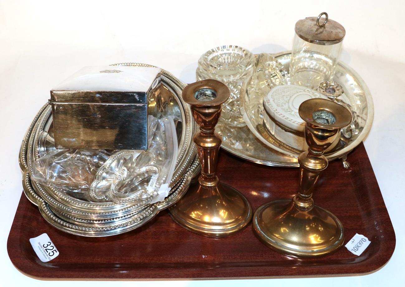 Lot 325 Silver plate, glass and brass including