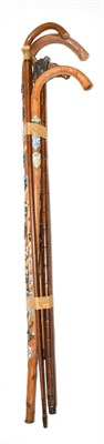 Lot 335 - Six walking canes and sticks including measuring example