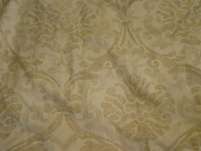 Lot 374 - Four large cream brocade curtains, each 260cm drop by 400cm wide