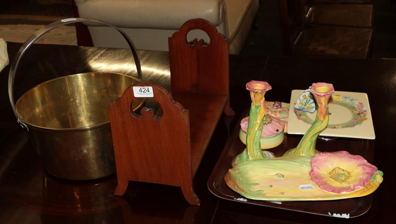 Lot 424 - Royal Venton Burslem ''Floretta Ware'' comprising a pair of candlesticks, a preserve jar and cover