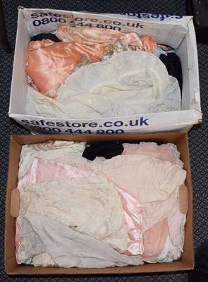 Lot 1003 - Circa 1930s and later lingerie, including Betty white cotton and net bras, Kestos Ltd pink...