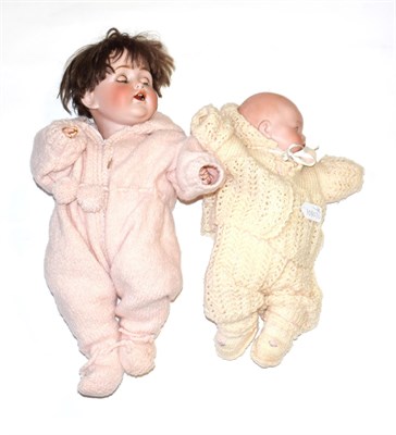 Lot 1016 - A J D Kestner 257 bisque socket head doll, with sleeping blue eyes, open mouth with two teeth,...