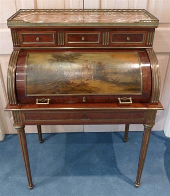 Lot 1467 - A Louis XVI Style Mahogany and Gilt Metal Bureau à Cylindre, early 20th Century, the rouge...