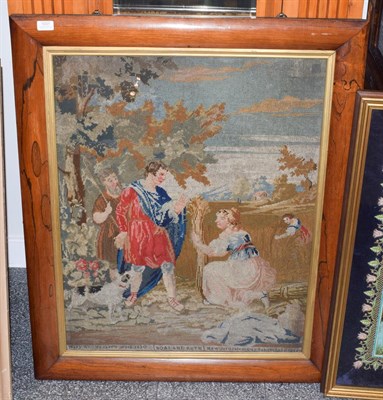 Lot 1031 - Large wool work picture by Mary Anne Tasker dated 1850, titled Boas and Ruth, New Jerusalem School