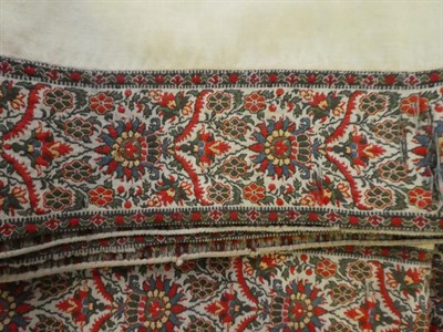 Lot 1036 - Large 19th century cream wool shawl with woven paisley trim, and another similar (both a.f.) (2)