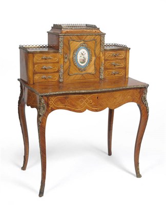 Lot 1468 - A Fine Louis XV Style Kingwood, Marquetry and Ormolu Mounted Bonheur du Jour, circa 1870, the...