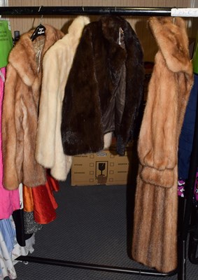 Lot 1063 - Full length mink coat, together with three further mink jackets