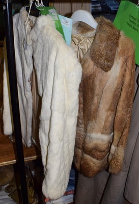 Lot 1064 - Circa 1930's white rabbit capelet and a brown rabbit jacket (2)