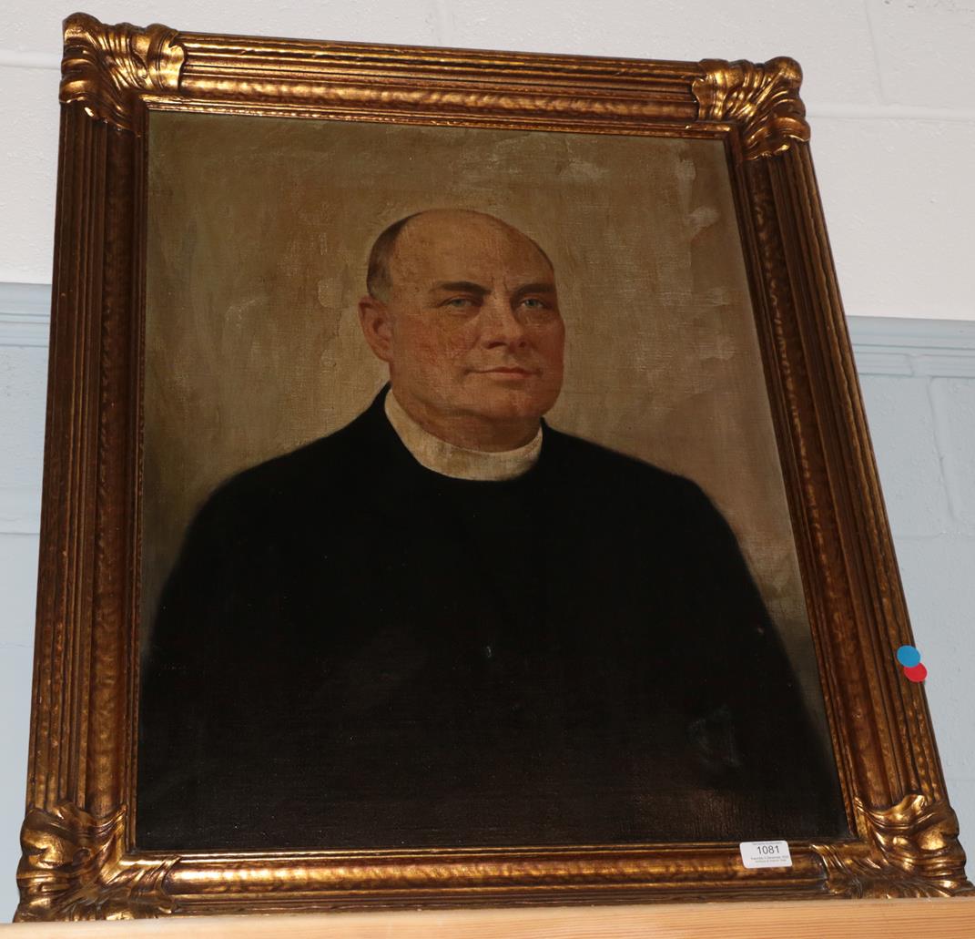 Lot 1081 - British School (20th Century) Portrait of a clergyman, head and shoulders, oil on canvas, 70cm...