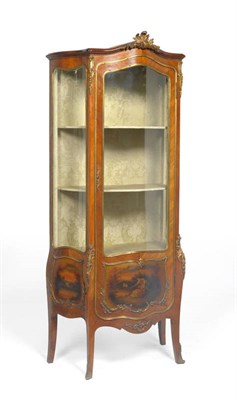 Lot 1473 - A Louis XV Style Kingwood and Gilt Metal Mounted Serpentine Vitrine, circa 1900, the glazed...