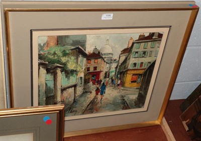 Lot 1096 - Francois Claver (1918-1961) French Street scene with figures, signed, oil on canvas, 37cm by 45.5cm