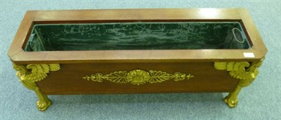 Lot 1477 - A 19th Century Empire Style Mahogany and Gilt Jardinière, of rectangular form with lid enclosing