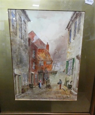 Lot 1144 - Frank Rousse (Exh. 1890-1915) A street near the cathedral at York, signed and dated 1893,...