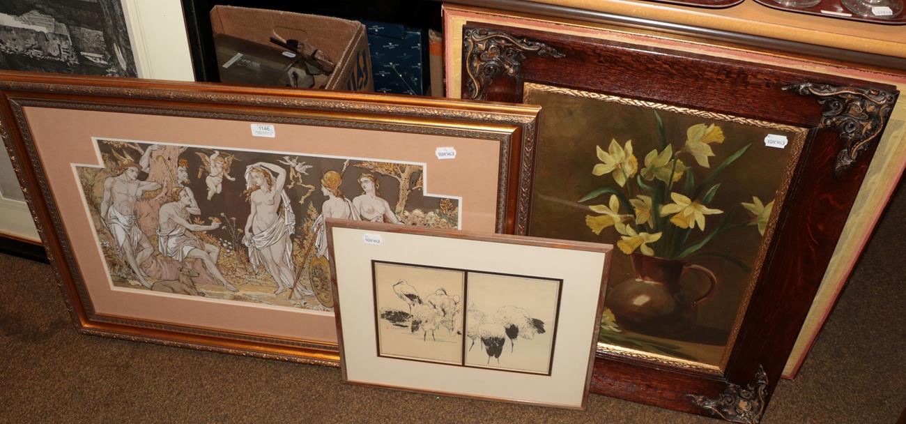 Lot 1146 - Watanabe Seitei (1851-1919) Japanese bird studies, woodblock prints together with a still life...