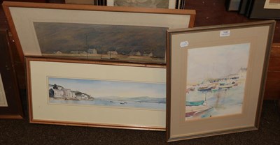 Lot 1157 - Sam Chadwick 'Boats on tranquil water' signed, mixed media, together with Claire Davies 'The...