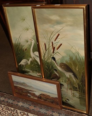Lot 1160 - C*M*B A pair of studies of Herons, oil on canvas, one initialled and dated 1900 together with...