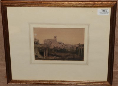 Lot 1169 - Sir David Muirhead Bone H.R.W.S, 'The Forum, Rome', pen and ink, 13cm by 18cm, labelled verso