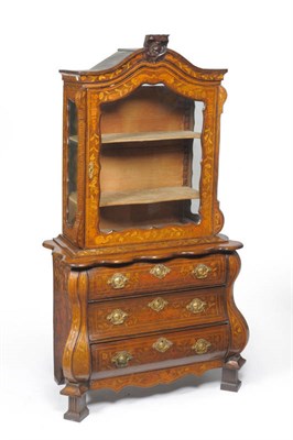 Lot 1482 - A Dutch Walnut and Floral Marquetry Display Cabinet on Chest, bearing stamp of Edwards &...