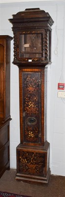 Lot 1179 - ~ An early 18th century walnut marquetry longcase clock case (a.f.), 45cm by 30cm by 220cm high