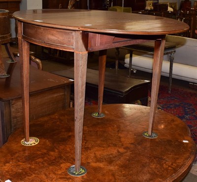 Lot 1213 - A George III mahogany Pembroke table, oval top, single drawers, square tapering legs, 100cm...