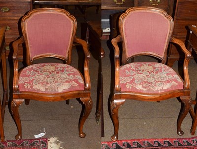 Lot 1226 - Pair of Waring & Gillows walnut armchairs