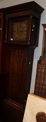 Lot 1259 - ~ An oak thirty hour longcase clock, signed W Clark Kendal, 18th century, possibly later case, 60cm