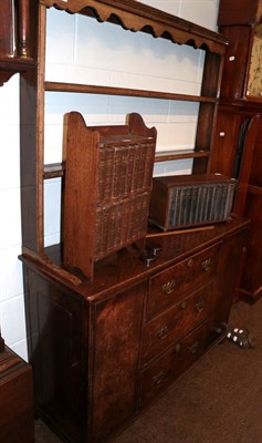 Lot 1260 - An oak dresser, some earlier timbers, the twin shelf plate rack above rectangular base with...
