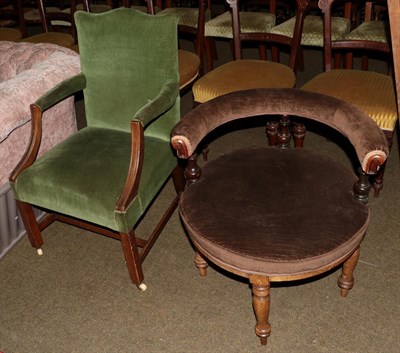 Lot 1273 - A Gainsborough style mahogany open armchair together with a smoker's bow chair (2)