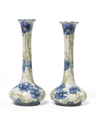 Lot 1495 - A Pair of William Moorcroft Macintyre Florian Ware Poppy Pattern Vases, circa 1903-4, of...