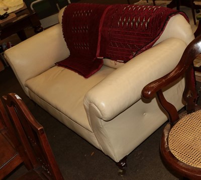 Lot 1281 - A Victorian scroll-arm sofa, later upholstered, 183cm wide