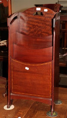 Lot 1297 - An Edwardian mahogany waterfall magazine rack with three compartments, 40cm by 28cm by 87cm high