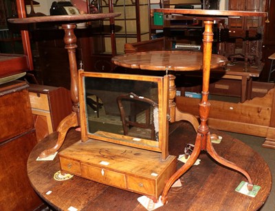 Lot 1302 - A 19th century mahogany toilet mirror; and three various occasional tables (4)