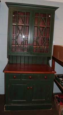 Lot 1325 - A modern painted kitchen dresser, with oak lined drawers, 105cm by 62cm by 226cm high