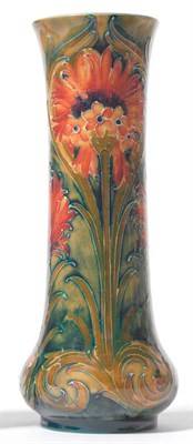 Lot 1502 - A William Moorcroft Macintyre Revived Cornflower Pattern Vase, circa 1910,with swollen base and...