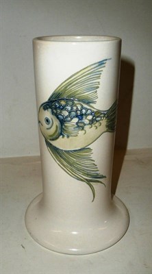 Lot 1505 - A William Moorcroft Fish Pattern Cylindrical Vase, circa 1935, salt glaze stoneware, impressed...