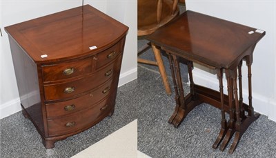 Lot 1388 - A set of three 20th century mahogany nesting tables, largest 48cm by 33cm by 57cm; and a...