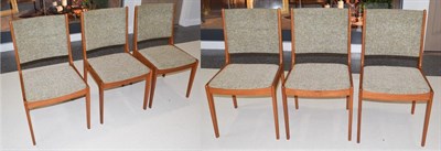 Lot 1400 - A set of six 1970's teak framed dining chairs