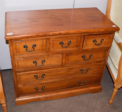 Lot 1407 - A modern hardwood chest of drawers, 92cm by 45cm by 78cm high