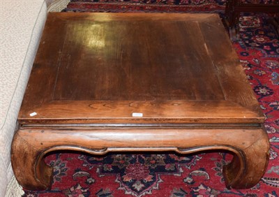 Lot 1410 - A Chinese hardwood coffee table, 115cm sq. by 41cm high